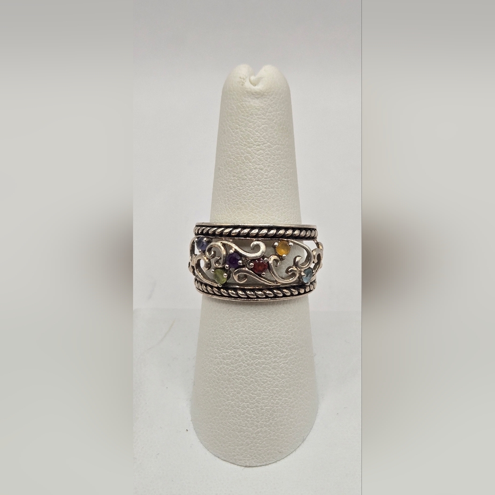 Beautiful Sterling Silver and Multi Gemstone Ring
